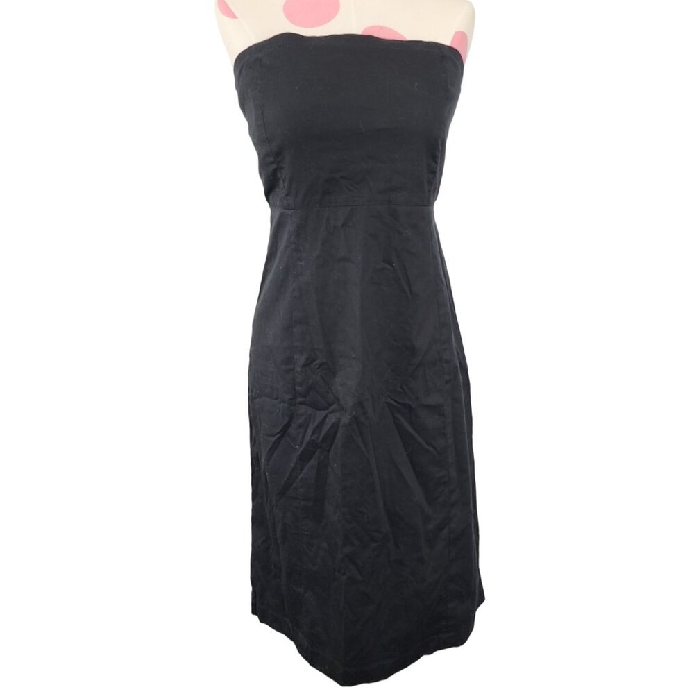 Women's Y2K Gap Black Fitted Wiggle Pencil Dress 8 Strapless Y2K 2002 Cotton Ble